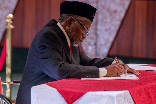 Buhari This Afternoon Swore In Justice Ibrahim Tanko Mohammed As Acting Chief Justice Of Nigeria