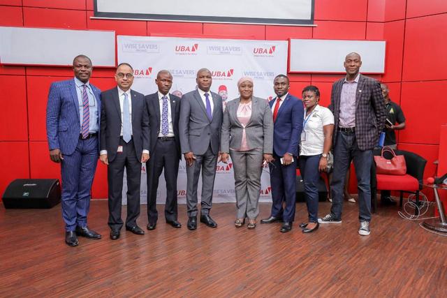 Group Head, Customer Service and Complaints Management, United Bank for Africa (UBA) Plc, Prince Ayewoh; Group Executive, Digital & Consumer Banking, UBA Plc, Anant Rao; Officer CPC Lagos Office, Abideen Onifade; Executive Director, UBA Plc, Mr Liadi Ayoku; Regional Head, Lagos, UBA Plc; Aminat Tunji-Akinwande; Head, Retail Liabilities, Tomiwa Sotiloye; Marketing Monitoring and Enforcement Officer, National Lottery Regulatory Commission, Nwanneka Ezeani; and Coordinator, Advertising Practitioners Council of Nigeria(APCON), Rahmon Babatope Rafiu, at the First Quarter Draw of UBA Wise Savers Promo where 20 Savings Account Holders won N1.5m each, in Lagos on Tuesday