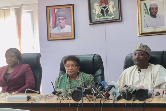 Hon. Chairman Prof. Mahmood Yakubu and members of d Commission receives the Ecowas Observation Mission team led by former Liberian President Mrs Ellen Johnson-Sirleaf on a Pre-Election Solidarity Mission to Niger